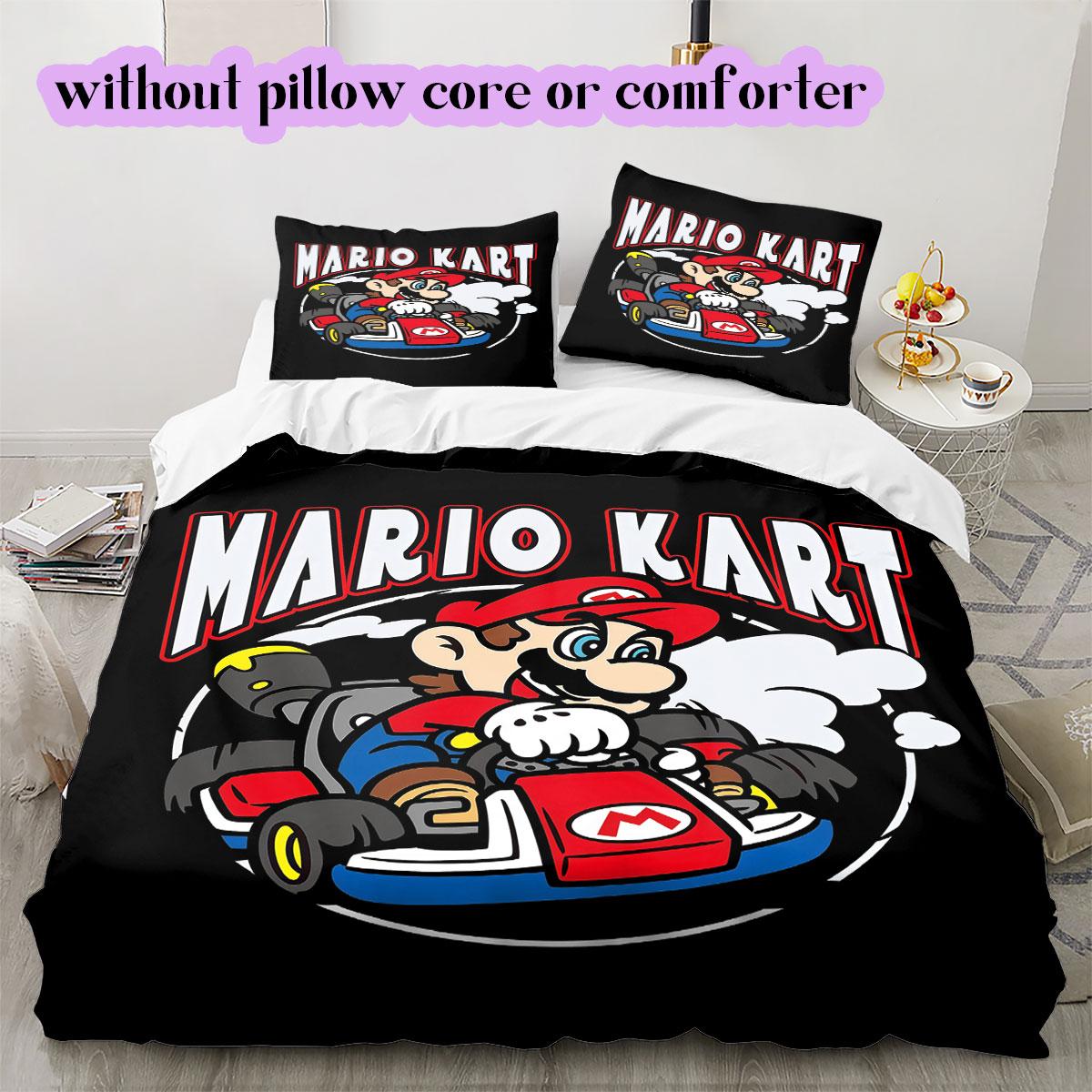 Mario Cartoon characters Cartoon Bedding Set Duvet Cover 3pcs Print Children Gift Extra Large Various Sizes Available 135x200cm