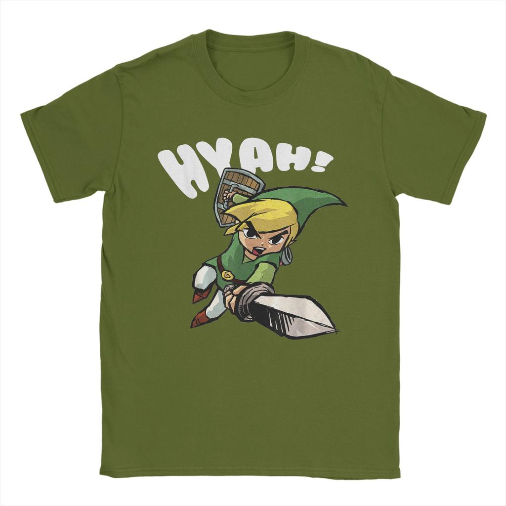 Zeldas Link Hyah Poster T Shirts Unisexs Pure Cotton Novelty TShirts Round Collar Tees Short Sleeve Tops Gift Idea