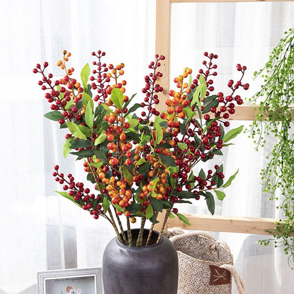 Multicolor Christmas Berry Branches 70cm Simulation Red Berries  For Christmas