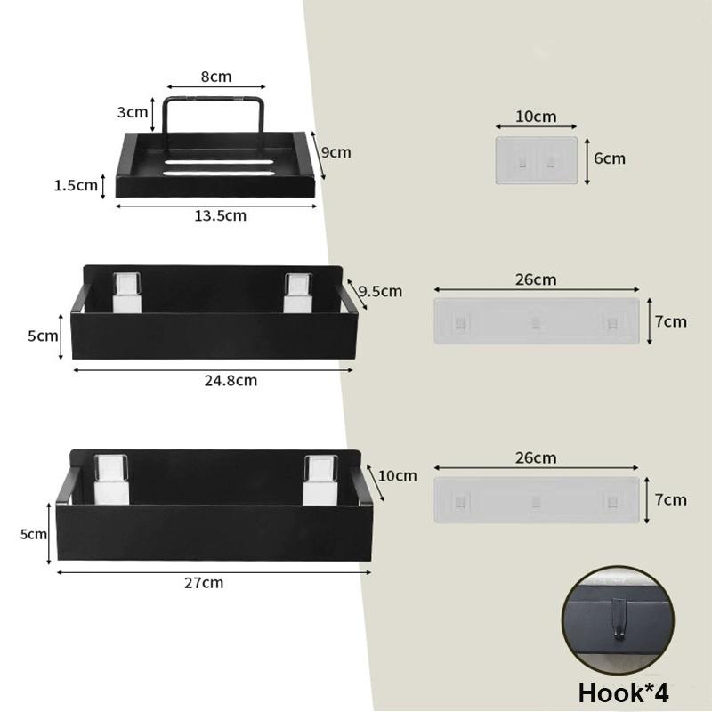 

Многофункциональная настенная полка без сверления, набор из 3 штук - Органайзер для ванной и кухни с вентиляционными отверстиями, прочная водонепроницаемая полка из углеродистой стали чёрный