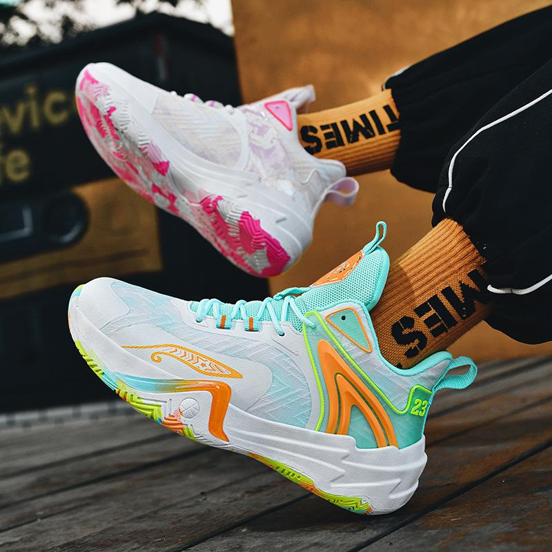 

Spring 2025 new mesh high-top sports shoes children s student game sneakers mandarin duck basketball shoes men s 45