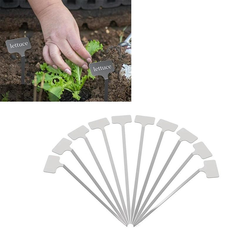 10PCS Outdoor Plant Labels, Stainless Steel Plant Labels Garden Marking Stakes Waterproof Reusable Metal Plant Markers for Plants Vegetables