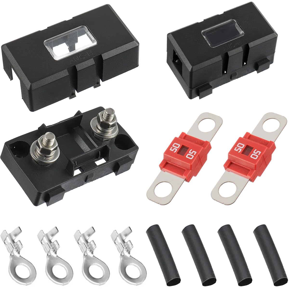 

DAOKAI Intermediate Fuse Holder, 2pcs 50A Amp High Current 2 PCS ANS Car Fuse