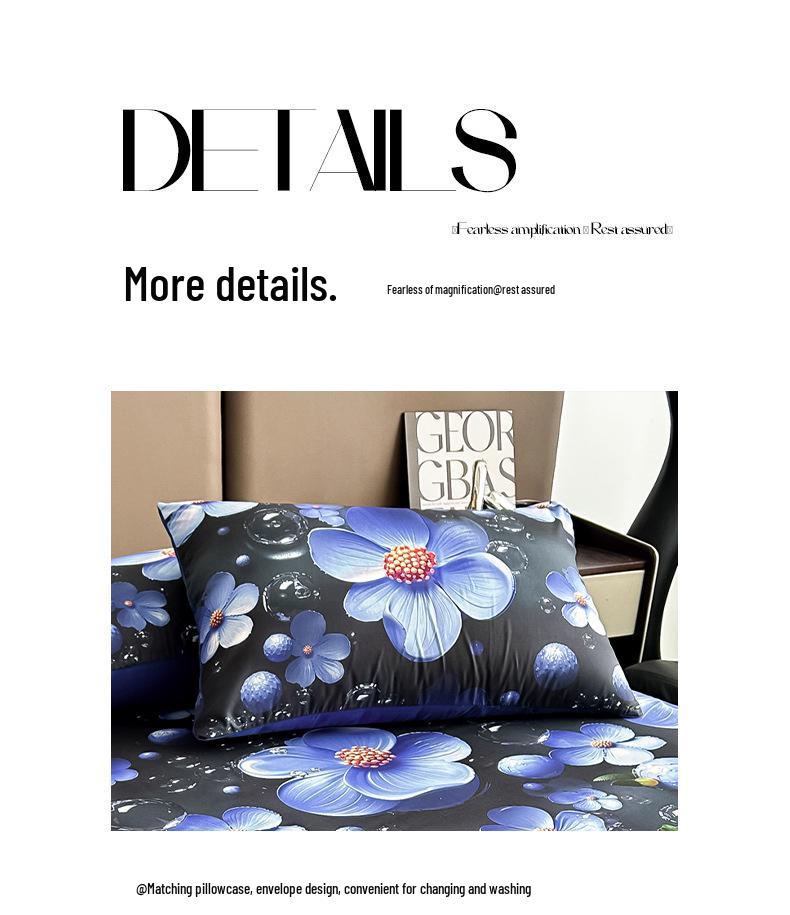 Cyfrowy nadruk kwiatowy 5D Zestaw poszewek na kołdrę z poszewkami na poduszki i prześcieradłem (Wielu rozmiarów)