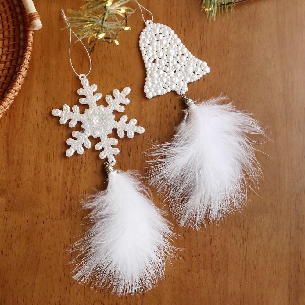 Delicate Plastic Christmas Tree Feather Pendant Angel Snowflake Christmas Hanging Decoration Elk Feather Hanging Ornament Xmas