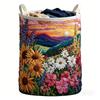Foldable Laundry Hamper Basket Reusable Boho Quilted Laundry Baskets Fabric Floral Storage Hamper for Nursery Laundries Room