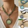 Vintage Bohemian Necklace Alloy Round Pendant Necklace New Pendant Necklace