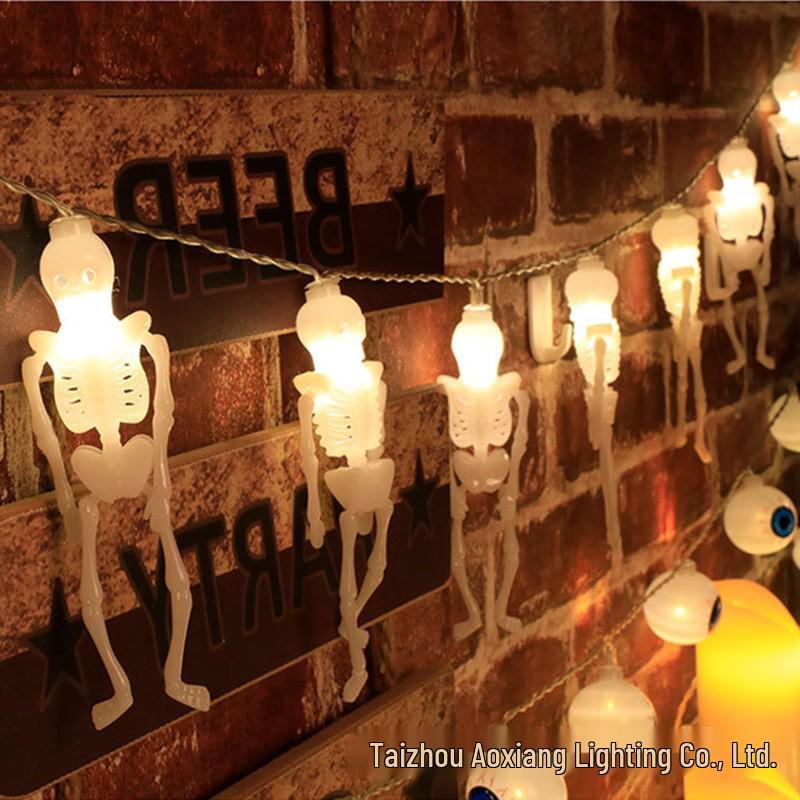 Halloween LED String Lights - Pumpkin, Spider, Ghost, Horror Decor, Marigold Colored Small Lights