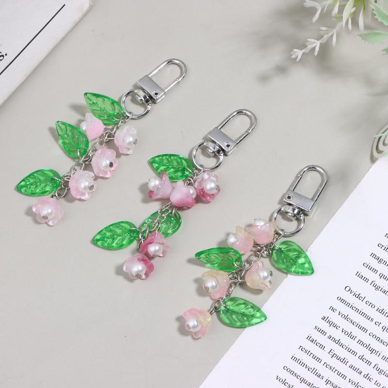 Y2K Aesthetics Lily Of The Valley Keychain Exquisite Flower Keyring Bag Pendant Sweet Girly Phone Lanyard Holiday Gifts