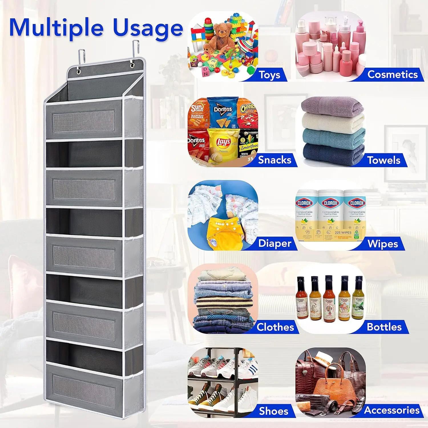 

1 шт. Подвесная сумка для хранения с карманами, Настенная стойка для хранения над дверью, Подходит для домашнего органайзера, экономящего место серый