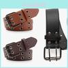 Punk Style Faux Leather Belt For Men Women With Double Row Hole For Casual Jeans And Dresses