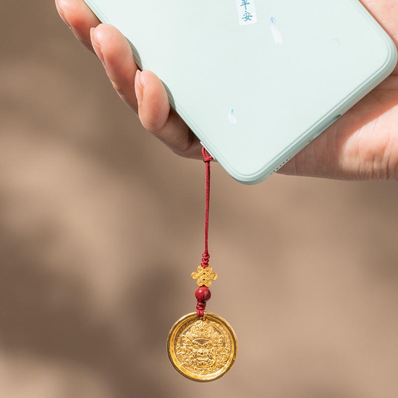 Ruyi Yellow Wealth God Keychain Pendant: Cultural Tourism Charm & Temple Commemorative Jewelry