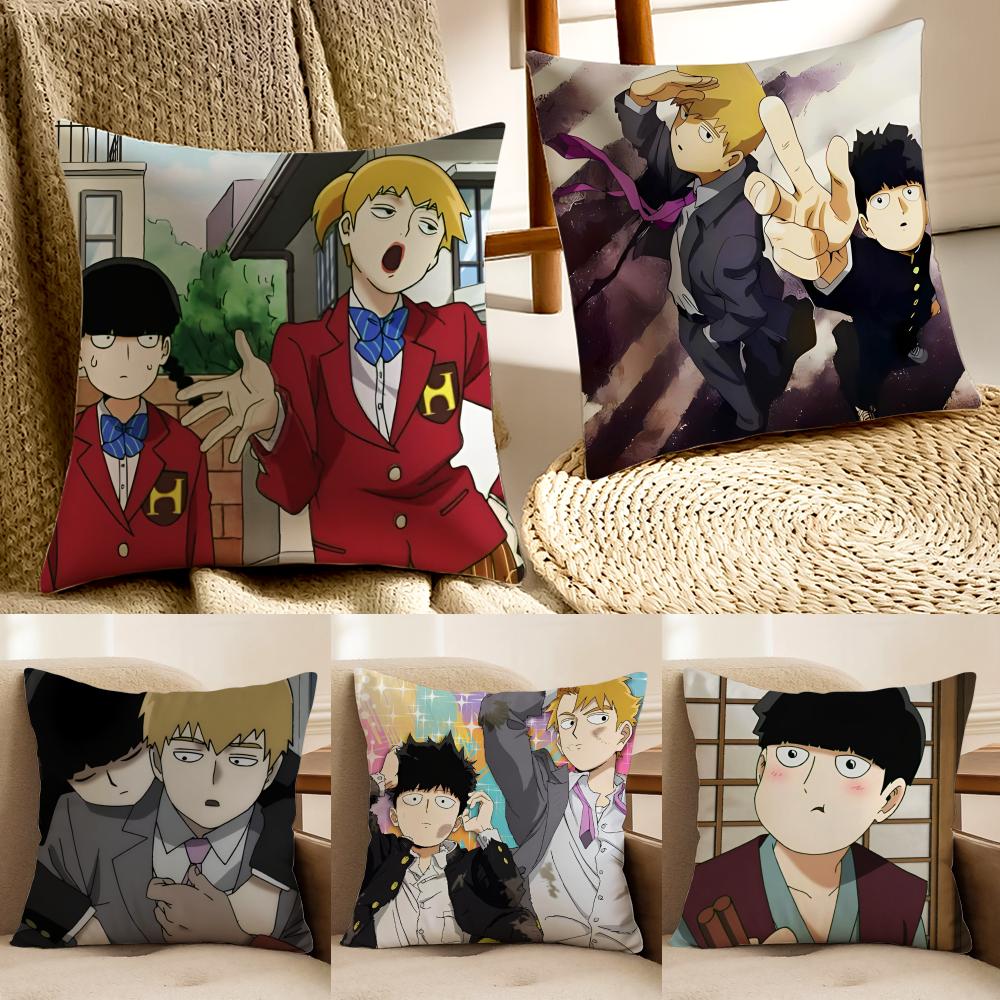 Action Japanese Anime MMob Psycho 100 Cushion Cover Pillowcase Antidustmite Living Room Sofa Decor Cushion Room