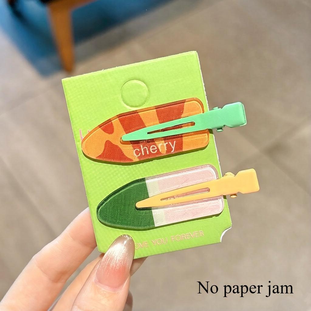 2/4pcs Candy Color Fruit Hair Bang Clip Summer Hairpin No Crease Acrylic Barrette Hair Side Clamp For Girl Hair Accessories