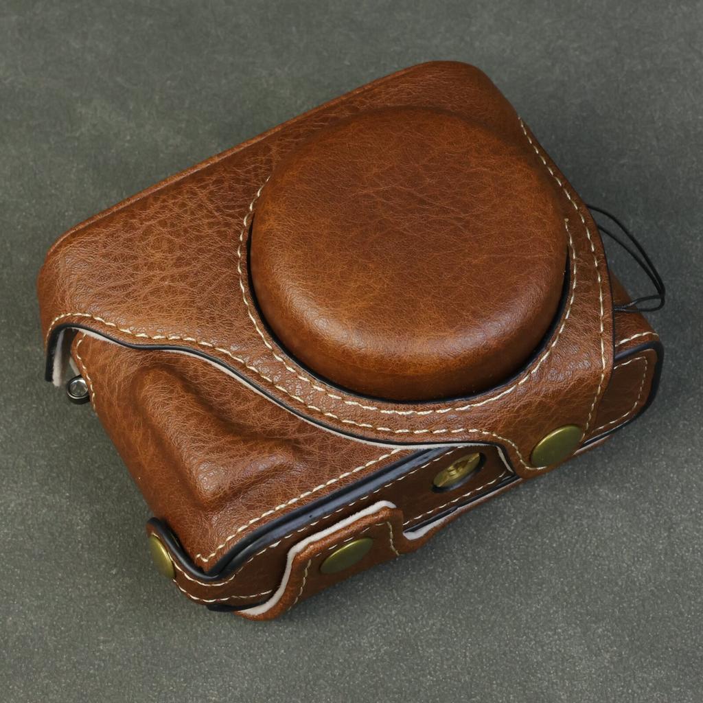 For Fujifilm X Half Camera Case Buffalo Texture Leather Protective Cover with Battery Opening