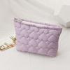 Quiltet Hjerte Toilettaske Blød Makeup Pung Rejse Toilettaske Organizer Ensfarvet Clutch til Kvinder Piger Ferie Daglig Brug