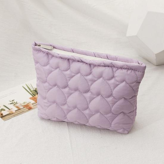 Quiltet Hjerte Toilettaske Blød Makeup Pung Rejse Toilettaske Organizer Ensfarvet Clutch til Kvinder Piger Ferie Daglig Brug