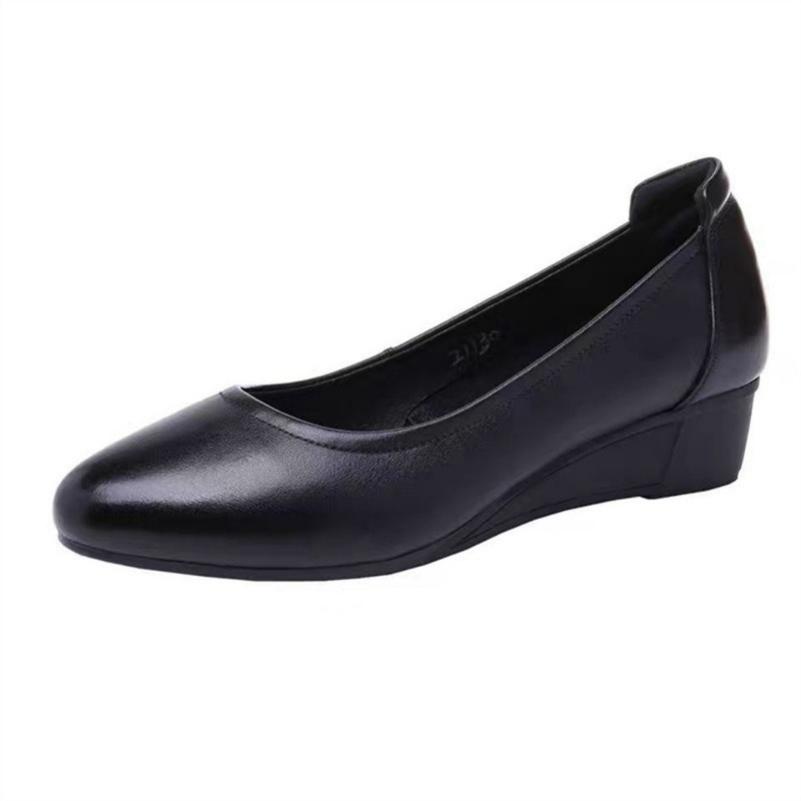 Spring and Summer Low-heeled Work Shoes, Female Mothers, Hotel Small Leather Shoes, Soft-soled Work Professional Shoes