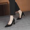 Etiquette high heels women's suede soft soles are not tired of standing for a long time flight attendant dress commuter professional black work shoes