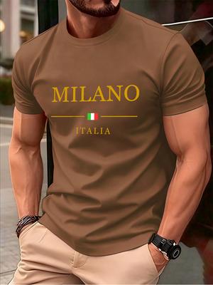 Milano Italia Letter Printed MenS TShirts Cotton Summer Oversized ONeck Tops Short Sleeve Soft T Shirt Casual Mens Clothes