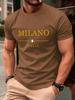 Milano Italien Letter Print Herren T-Shirts Baumwolle Sommer Oversized Rundhals Oberteile Kurzarm Weiches T-Shirt Lässige Herrenbekleidung