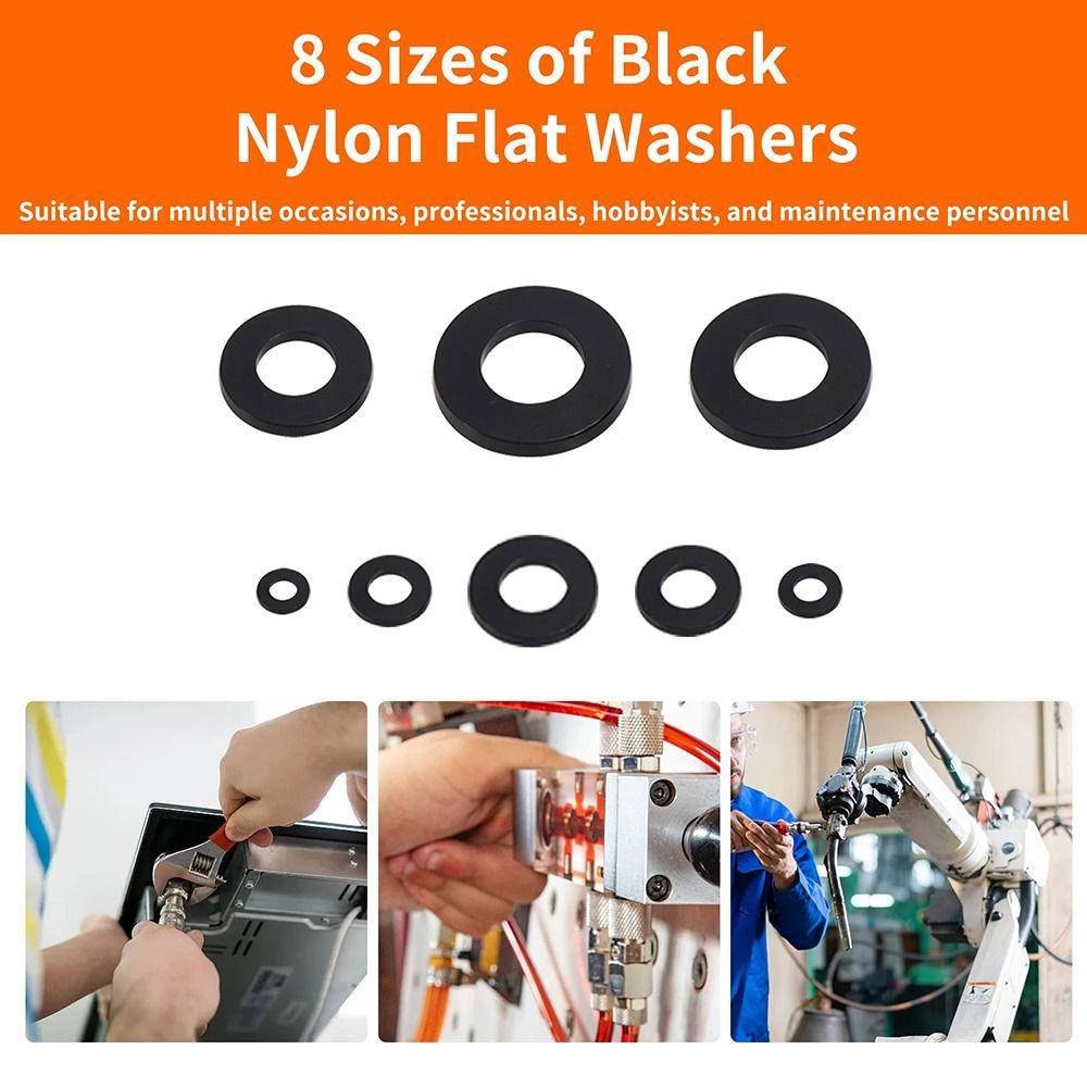 500Pcs 8 Sizes Plane Spacer Seals O Ring Assortment Kit Insulation Gasket Ring New Nylon Washer