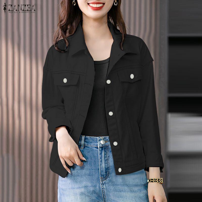 ZANZEA Women Casual Turn Down Collar Loose Long Sleeve Blouse