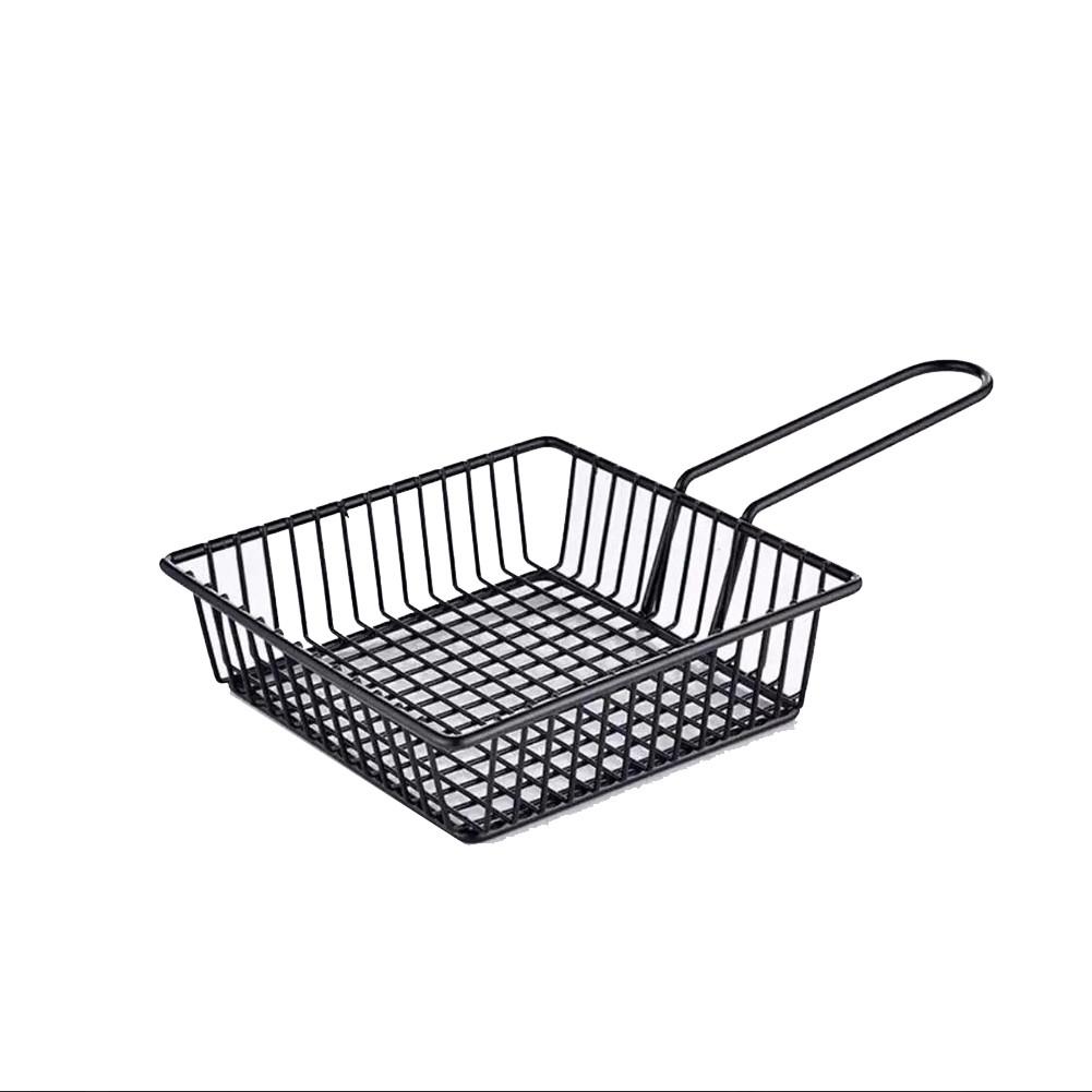 4PC Stainless Steel Frying Basket Multifunctional Mini French Fries Frying Basket Creative Square Oil Separated Frying Basket