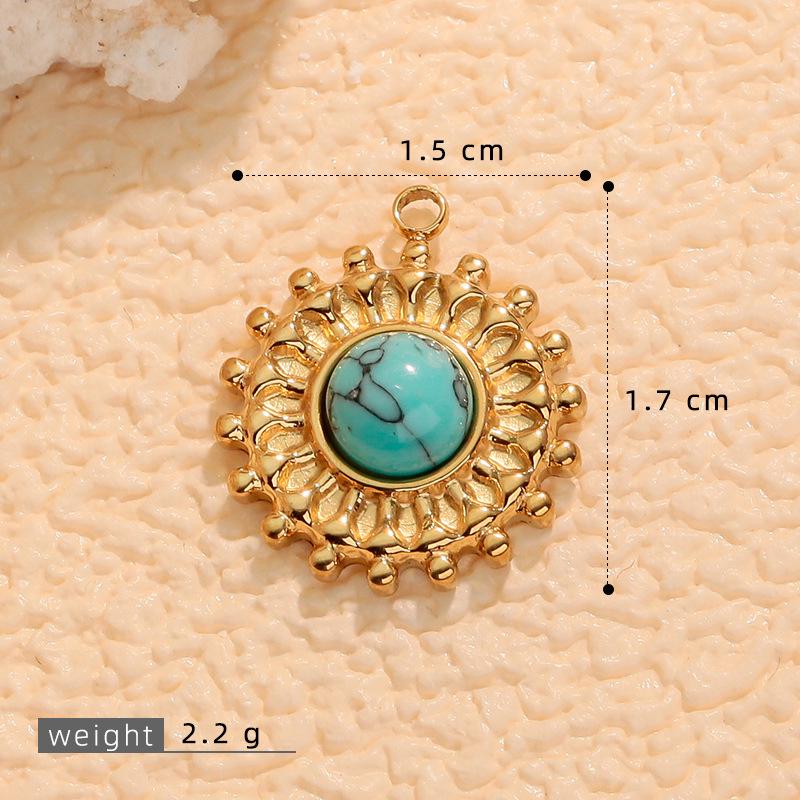 European & American Cross Turquoise Necklace Earrings Pendant Sunflower Charms DIY Sweater Chain for Women