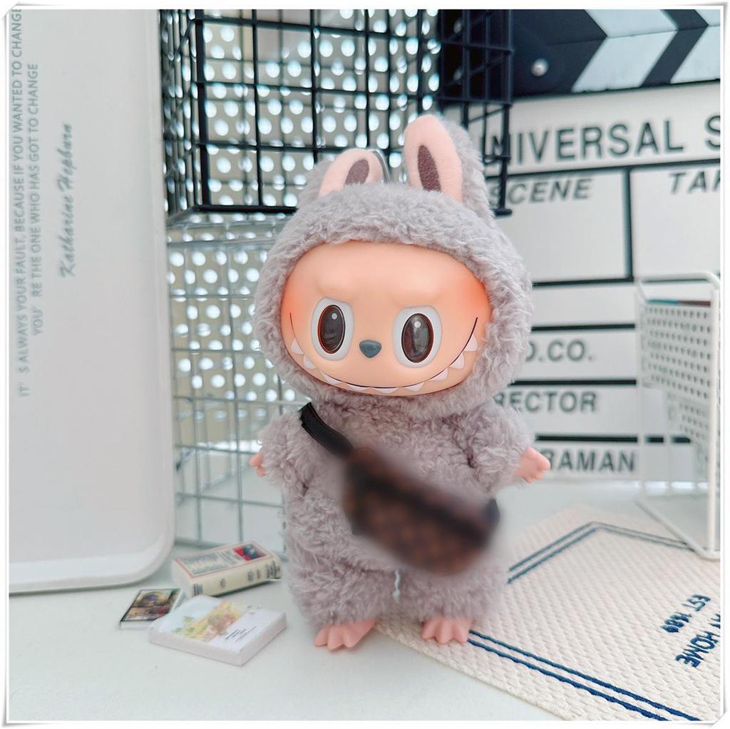 First, Second, and Third Generation Labubu Doll Clothes & Accessories Set: Includes 17cm and 10cm Doll Clothes, Crossbody Bag, and Hair Clip.