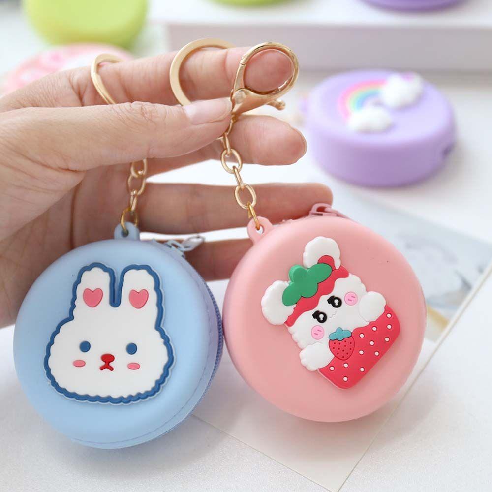 Kid Gift Cartoon Round Silicone Headset Bag Wallet Change Pouch Bag Coin Purse