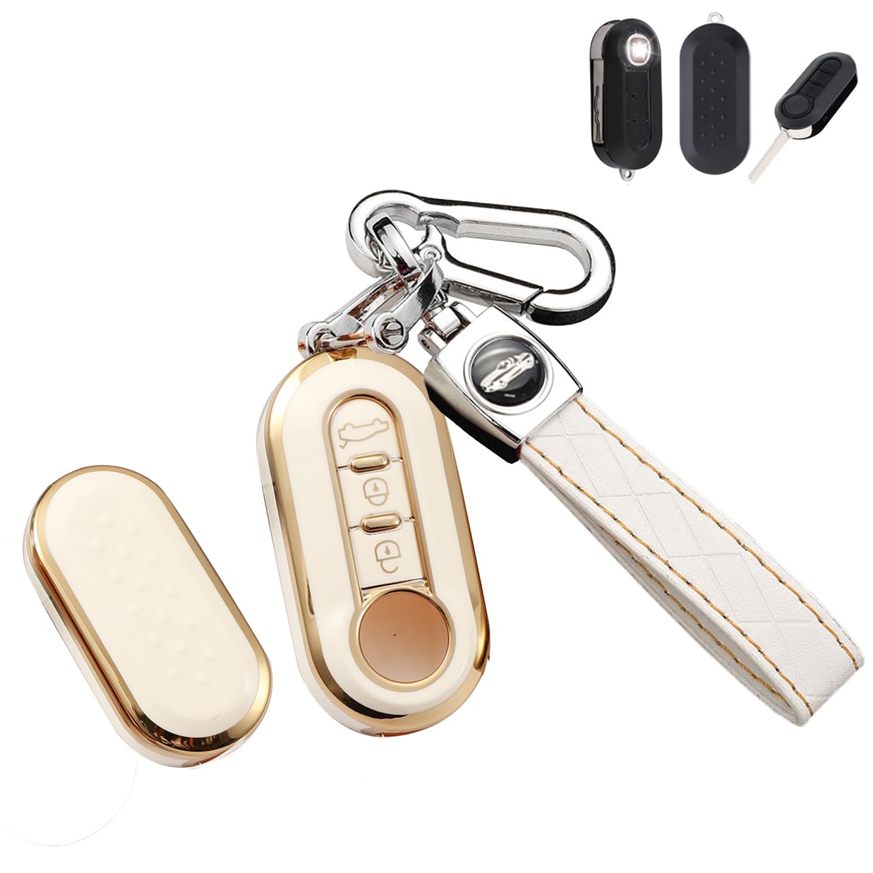 

SANRILY Key Case, Key Holder, Key Cover, Protector for Fiat 500/500C/500L/500X, High-Quality Protection, Scratch Resistant, and Stylish