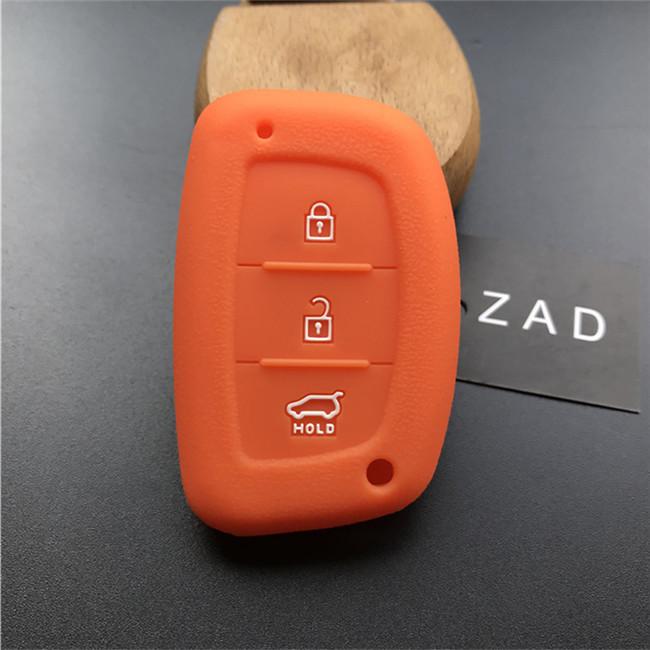 ZAD 3 button silicone rubber car key case cover holder set for hyundai tucson mister ix35 solaris i25 i30 accent smart key case