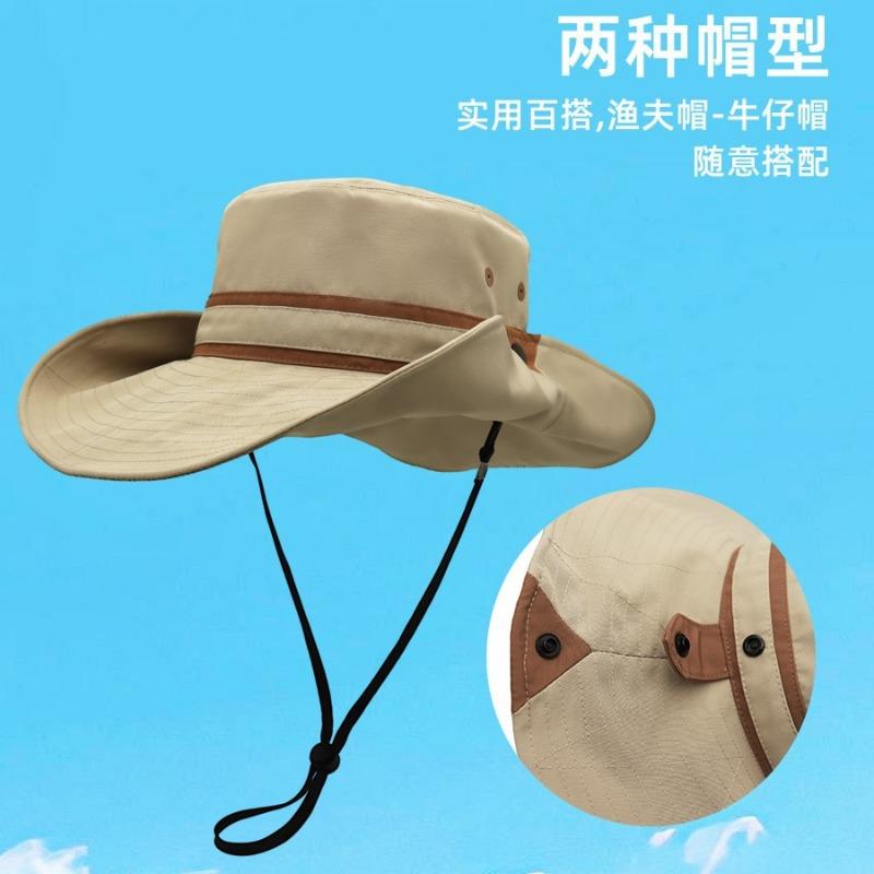 Outdoor Camping Quick Drying Mountaineering Waterproof Sun Hat Men and Women Fishing Sunscreen Sunshade Bucket Hat Western Cowboy Hat
