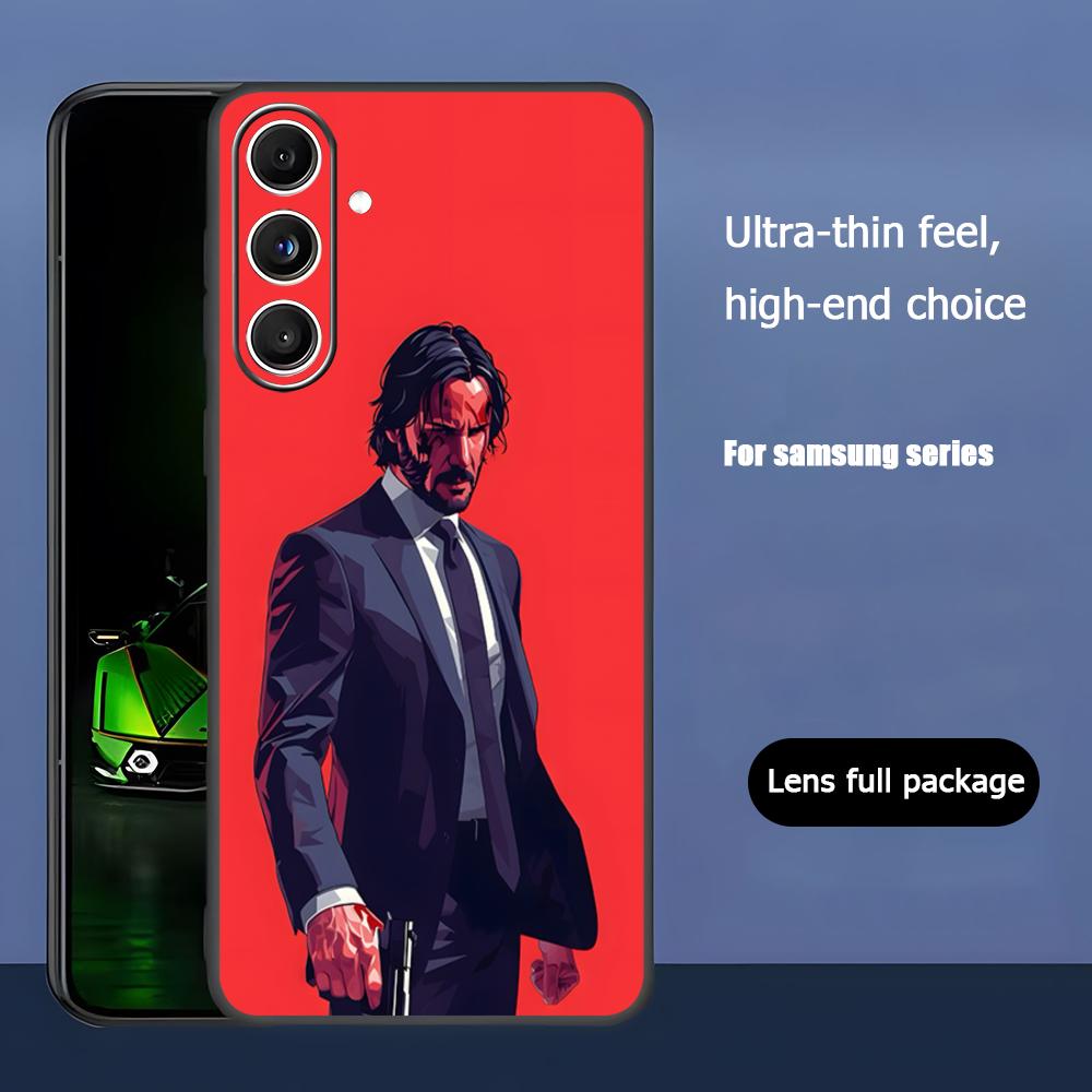 

J-John W-Wick Killer Hot Film Phone Case For Samsung Galaxy S26 S25 S24 S23 S22 S21 Plus Ultra Note20 Soft Black Galaxy S21 Ultra 5G