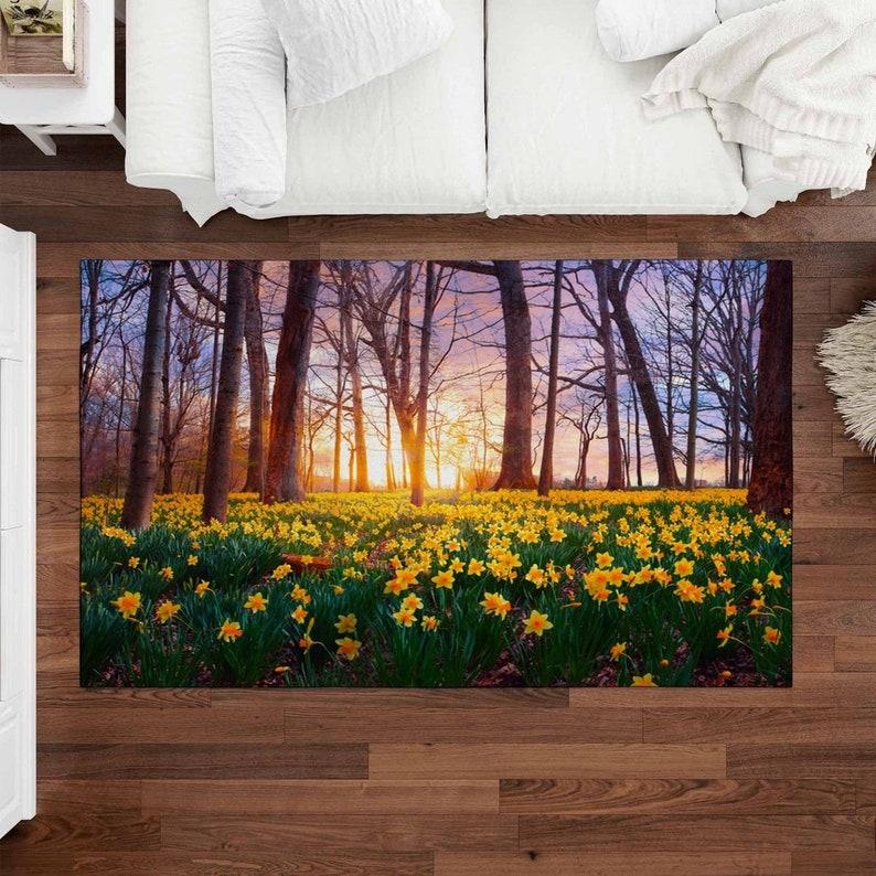 

Коврик с единорогом, лес, зеленый пейзаж, коврики для гостиной, заснеженные горы, коврики, европейский пол для гостиной 40x120cm