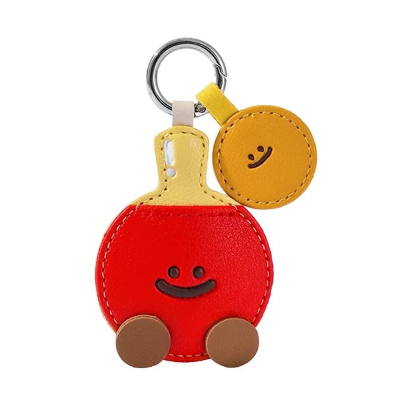 

Leather Sports Keychain With Badminton and Table Tennis Designs for Car Keys Backpacks Gifts