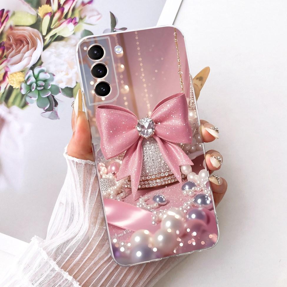 Clear For Samsung S21 Plus Case SM-G996B Aesthetic Luxury Cute Fashion Flower Funny Painted Casing For Samsung Galaxy S21+ Cover