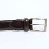 [Ogier] Men's Belt - Glass Leather - Genuine Leather (Cowhide) - Free Size (Adjustable) - Made In Japan - Dark Brown