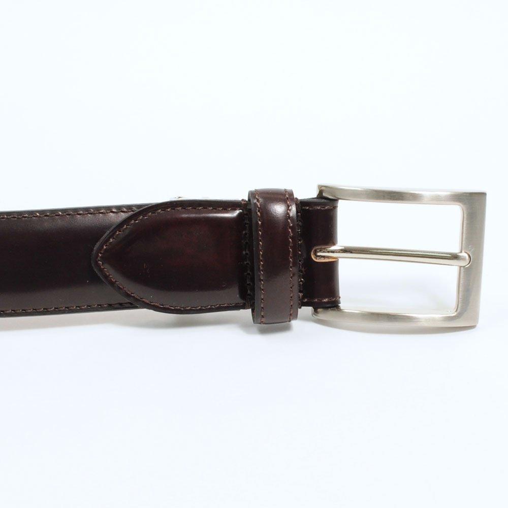 [Ogier] Men's Belt - Glass Leather - Genuine Leather (Cowhide) - Free Size (Adjustable) - Made In Japan - Dark Brown