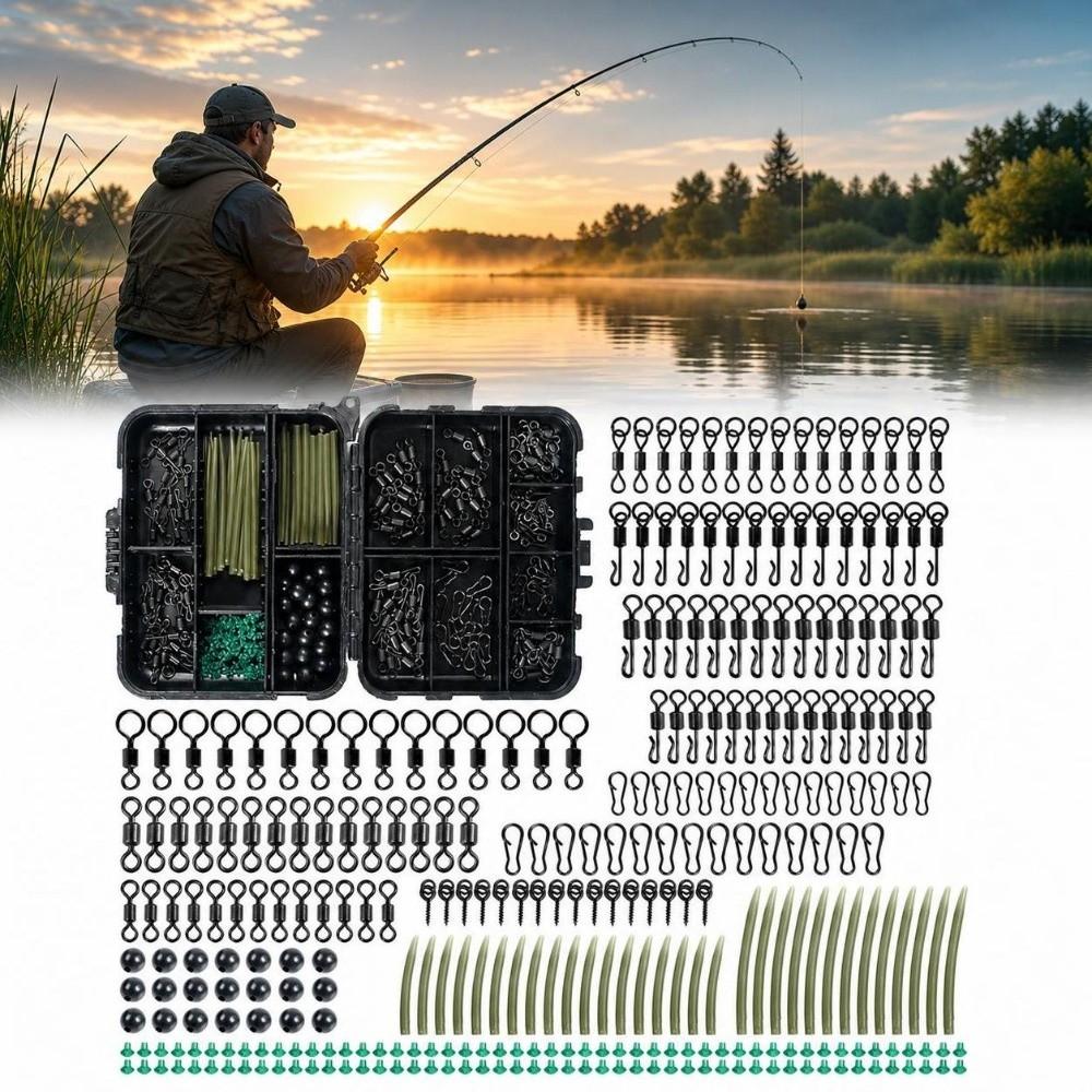 300PCS Rolling Swivel Carp Fishing Tackle Set Fishing Rig Components Kit  European Carp Fishing