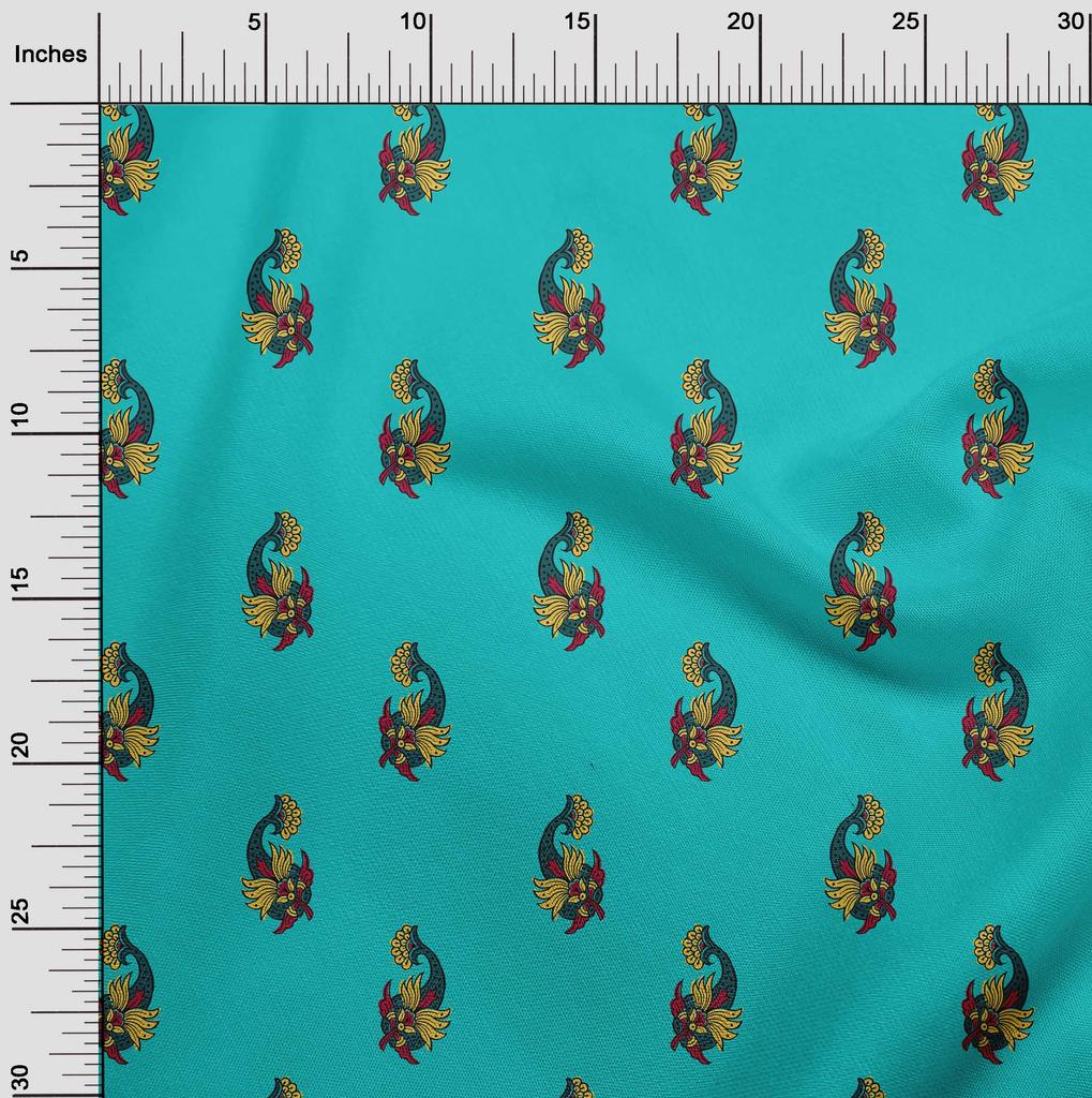 oneOone Bavlněná flexibilní tkanina s květinovým blokovým potiskem Šicí tkanina BTY 40 palců široká