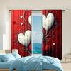 2 Pcs, Versatile Polyester Transparent Curtains for Home Decoration Versatile Red & White Love-Themed for Use In Bedrooms and