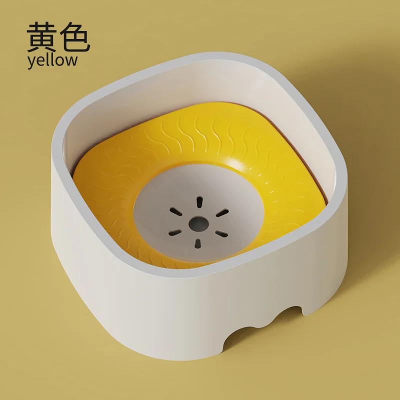 

Plastic Cat Water Bowl Drinking Water Floating Bowl Non-Wetting Mouth Cat Bowl Without Spill Drinking Water Dispenser Dog Bowls жовтий