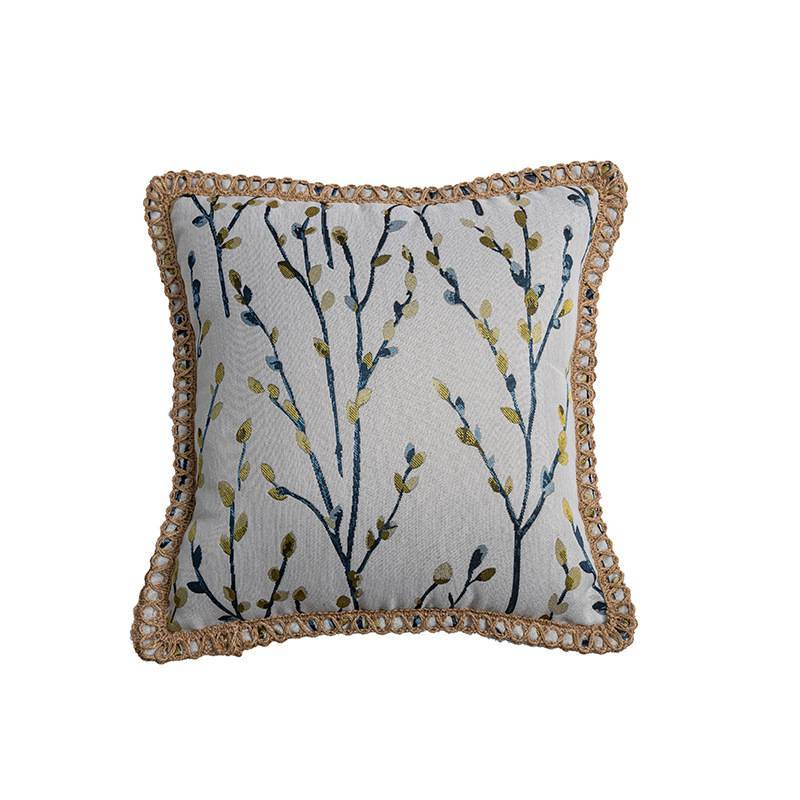 Modern Minimalist Sofa Pillow Cover With Floral Pattern In Polyester Fabric For Living Space