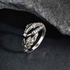 Vnox Vintage Eagle Claw Adjustable Ring for Men, Punk Style Sliver Color Opening Ring, Cool Hip Hop Party Gift, 12mm Wide