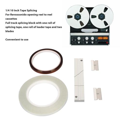 Splicing Block Kit, 1/4" 10" Aluminum Tape Splicing Set for Revoxsonido Opening Reel-to-Reel Cassettes, Includes 1 Roll of Splicing Tape and Leader Ta