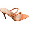 Plus Size High Heel Sandals Women Pointed Toe Open Toe One Strap Sexy Slim Heel Anti-Slip Wear-Resistant Cool Mopping