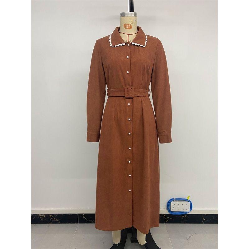 Autumn Winter Women Dress Casual Ladies Skirt Autumn and Winter Corduroy Long dress