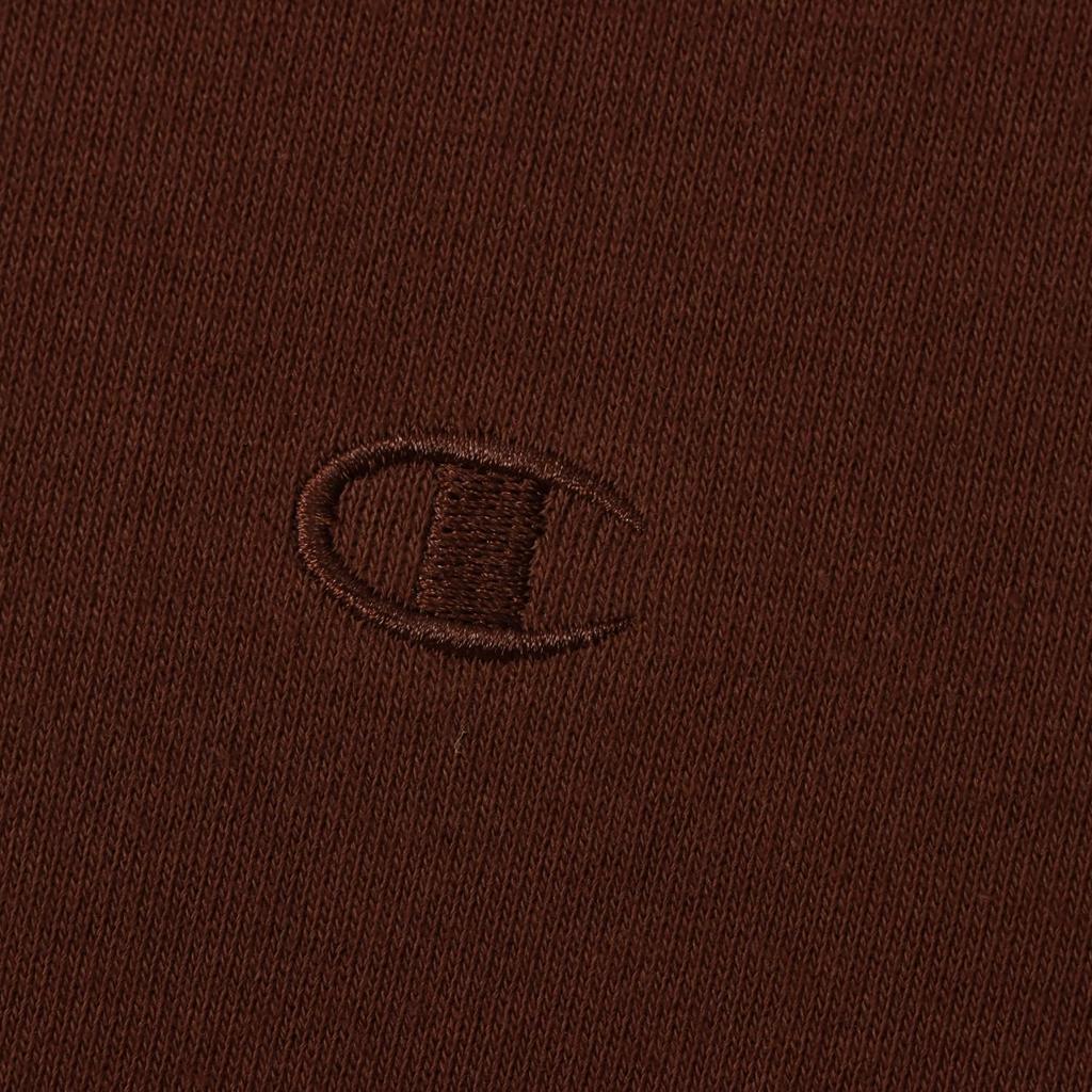 Champion Basic Short Sleeve Crew Neck Cotton Fleece Sweatshirt with Embroidered Amber Brown Women's Logo, (CW-Z008)